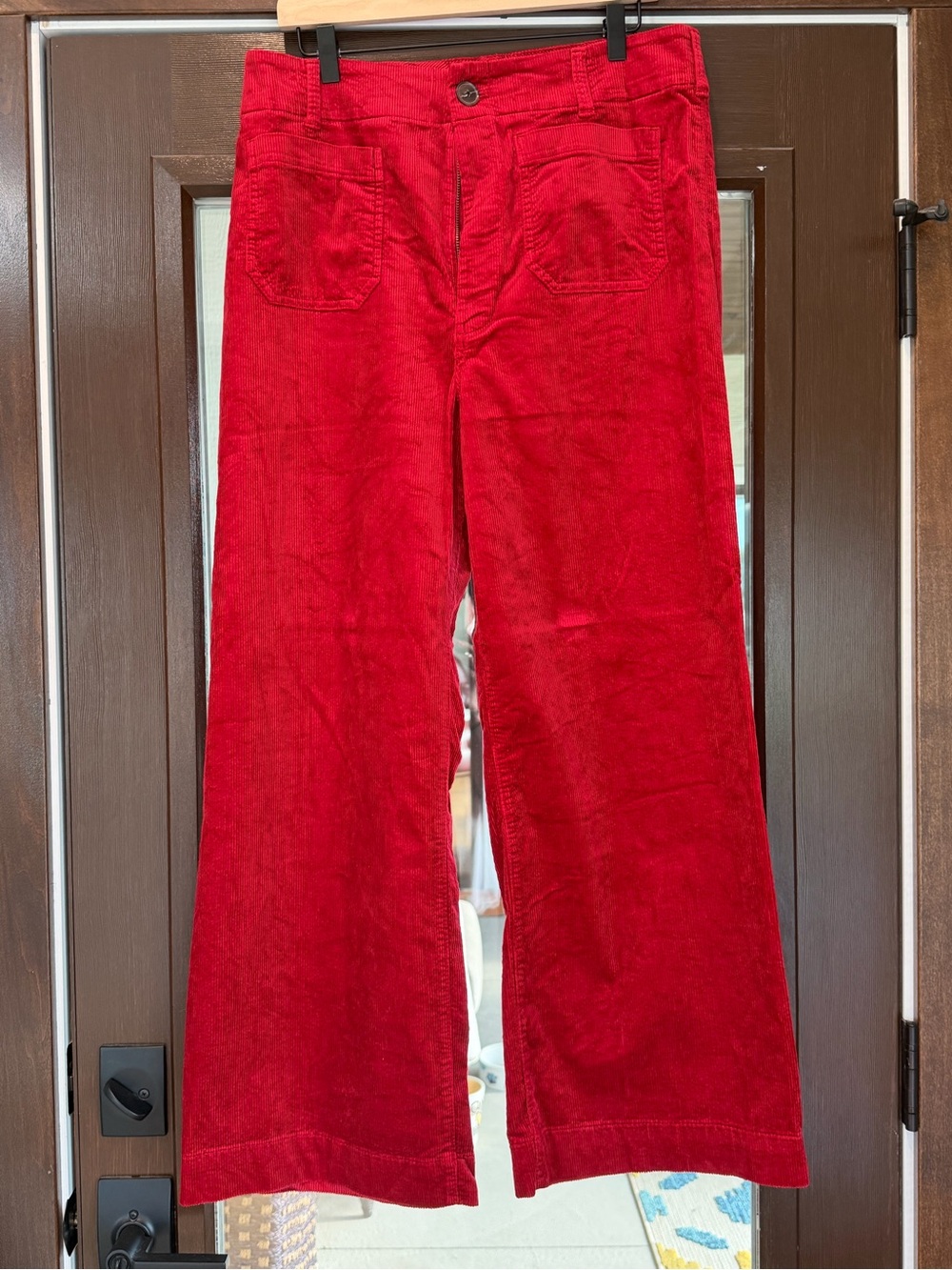 Maeve Women’s Red Corduroy Pants Solid Cropped Regular Fit Size 32Tall